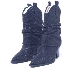 Jessica Simpson Boots Gemorra Black Embellished Western Mid-Calf 6M
